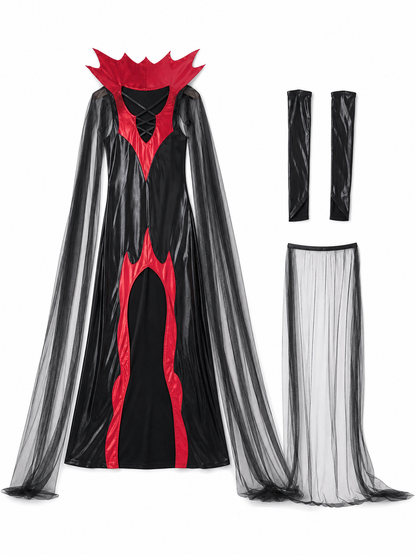 Black and Red Gothic Vampire Costume with Cape included items