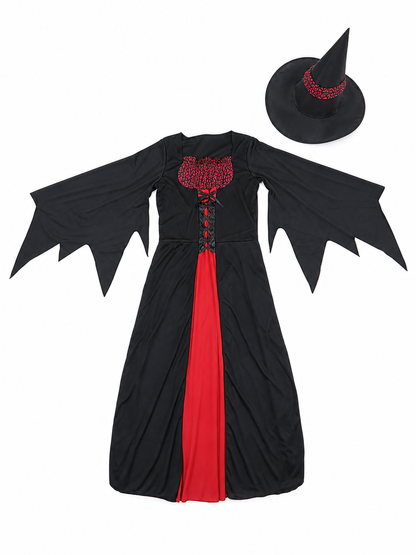 Halloween Witch Costume with Long Dress and Hat