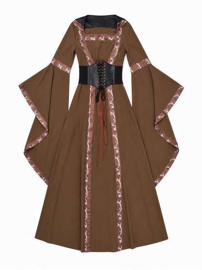 Medieval Hooded Lace-Up Dress