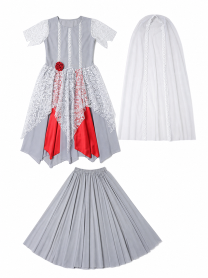 Gothic Ghost Costume with Long Veil and Lace