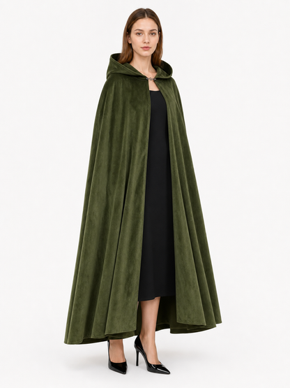 Long Green Hooded Costume Cloak