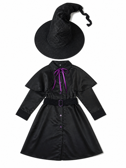 Carnival Costume with Dress, Hat, and Purple Trim