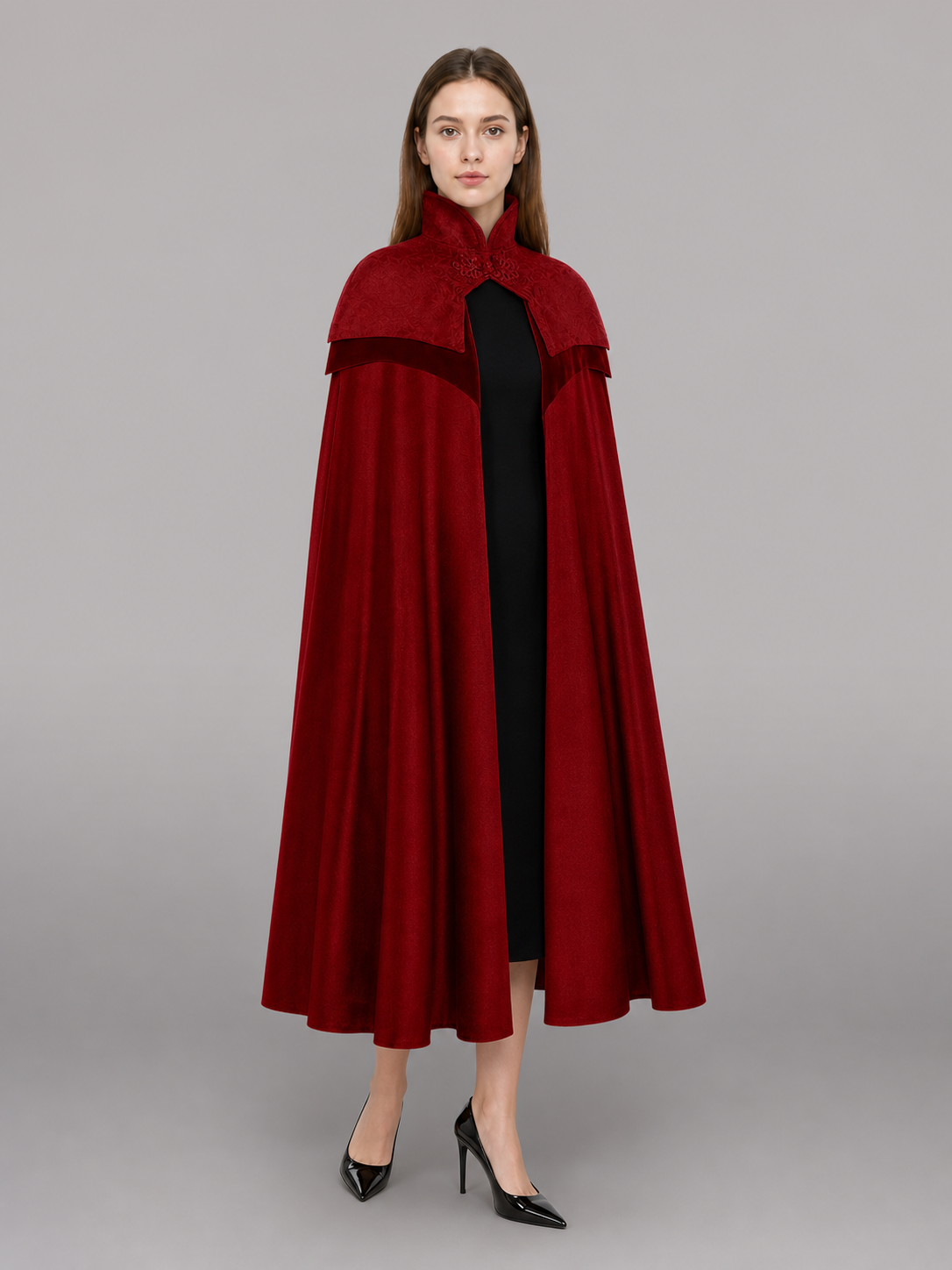 Burgundy Hooded Carnival Cloak