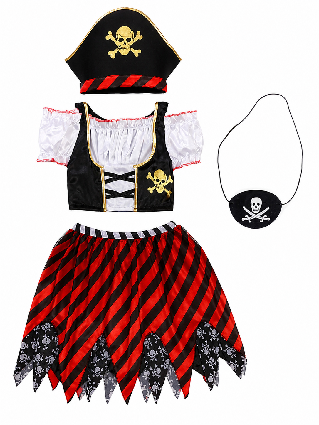 Pirate Costume Dress with Hat and Eye Patch