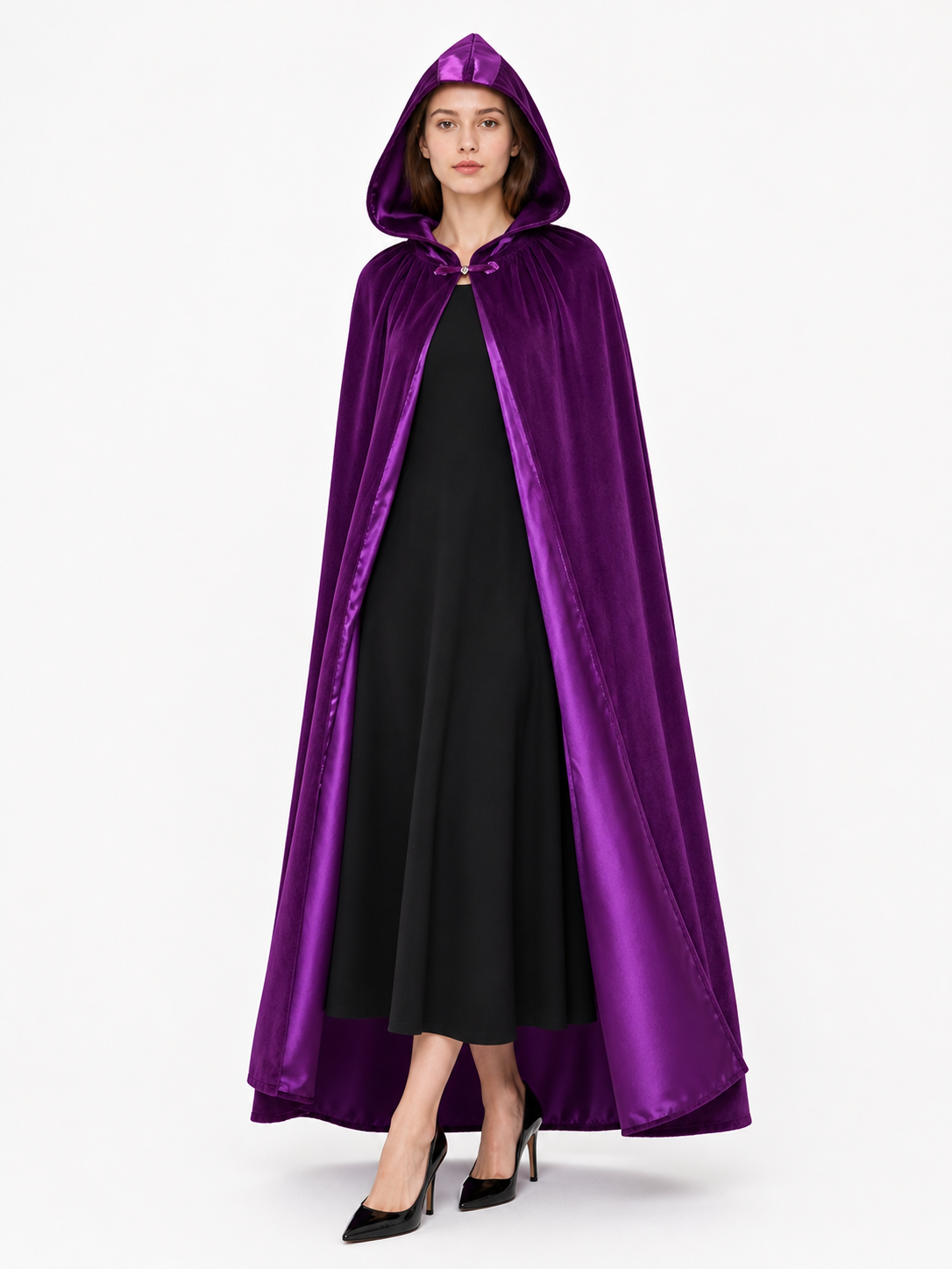 Purple Hooded Costume Cloak