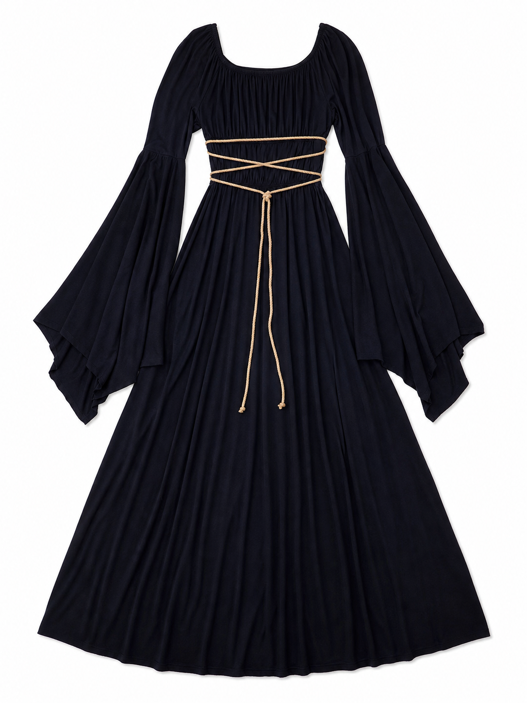 Gothic Maxi Evening Dress with Belt