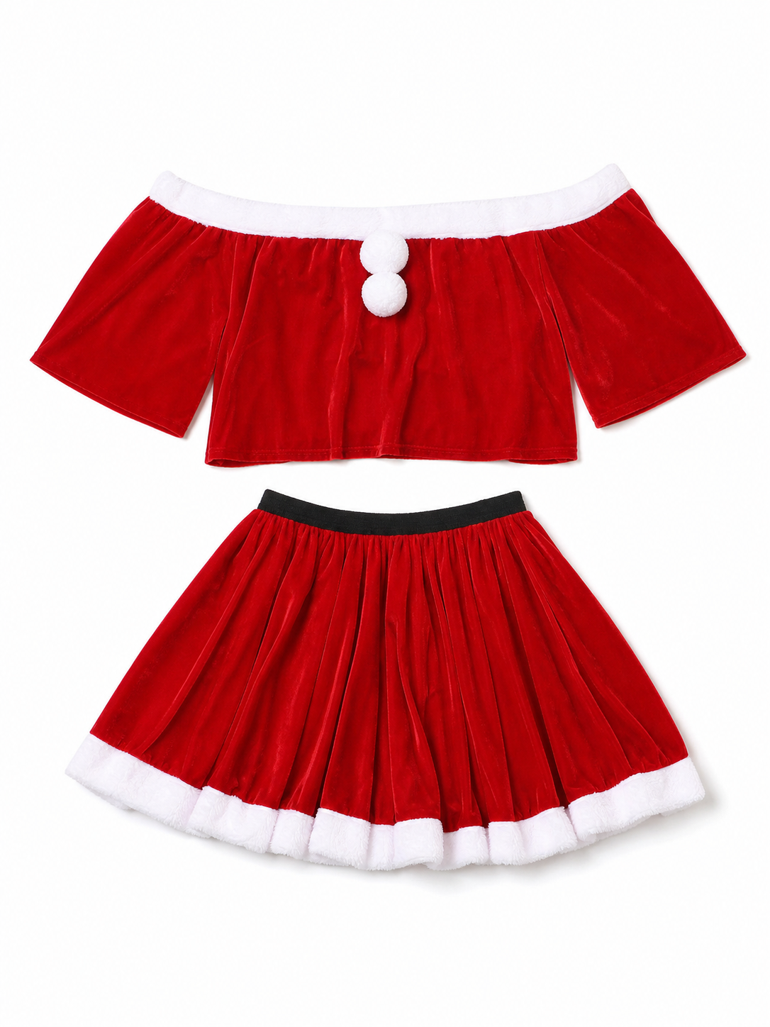 Festive Santa Claus Costume: Top, Skirt, and Hat