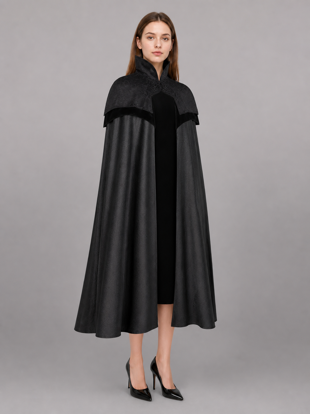 Black Gothic Hooded Costume Cloak