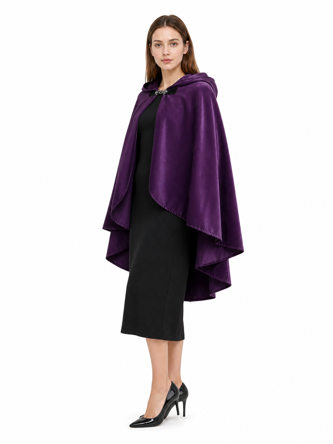 Purple Hooded Medieval Costume Cloak