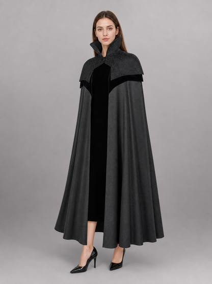 Black Hooded Fantasy Costume Cloak