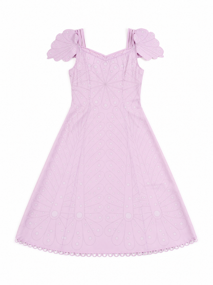 Pink Cosplay Dress with Bow Accents and Pattern