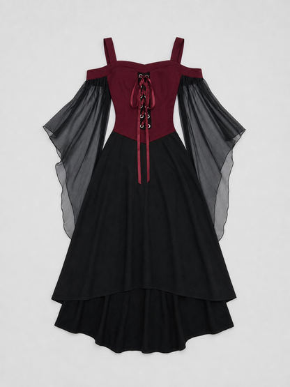 Gothic Lace-Up Strappy Dress