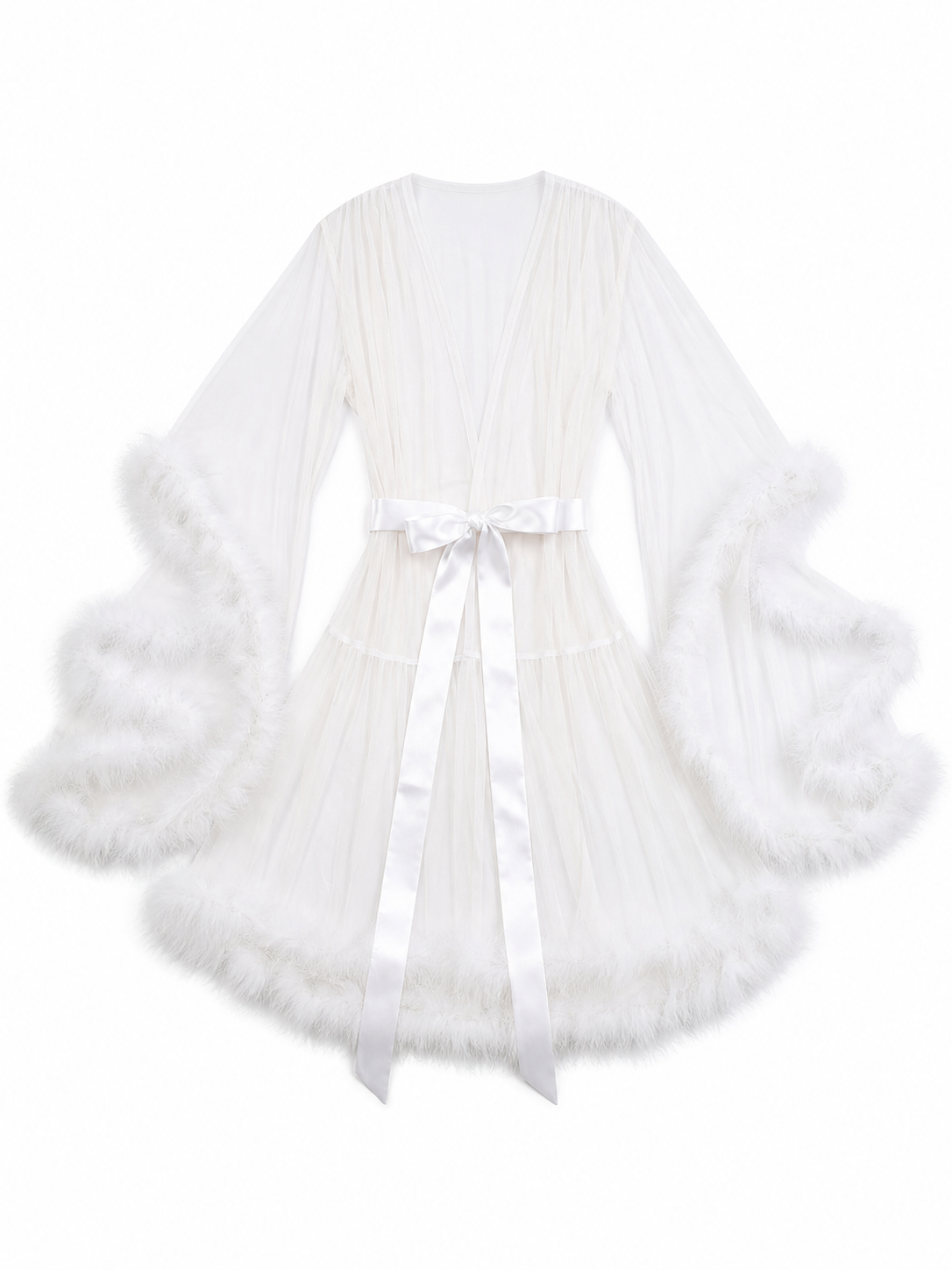 White Sheer Adult Cape with Ties included items