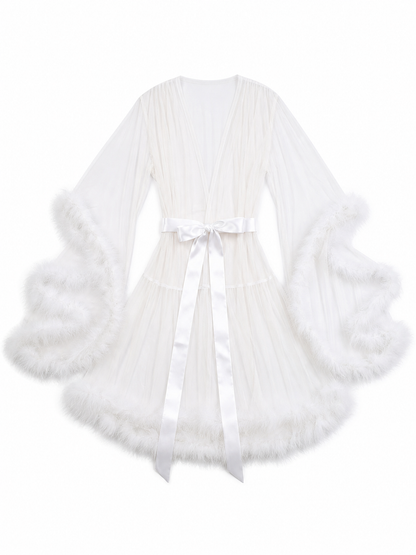 White Sheer Adult Cape with Ties included items