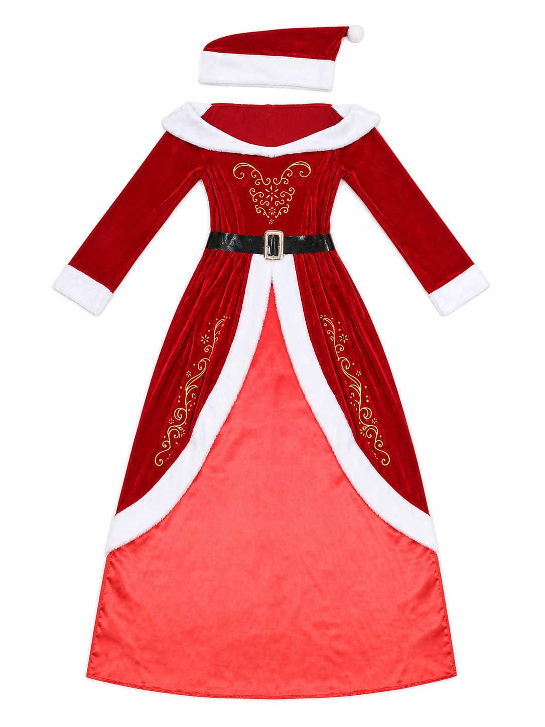 Red and White Christmas Character Costume with Hat