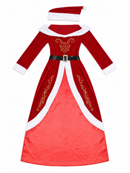 Red and White Christmas Character Costume with Hat