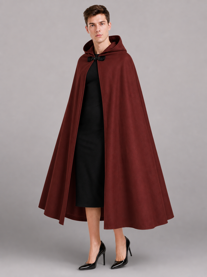 Burgundy Hooded Carnival Cloak for Cosplay