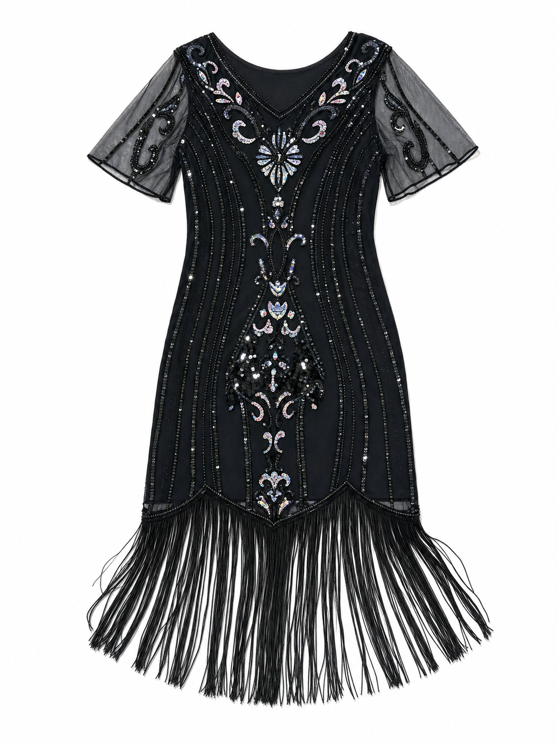 Vintage 1920s dress with sequins and fringe