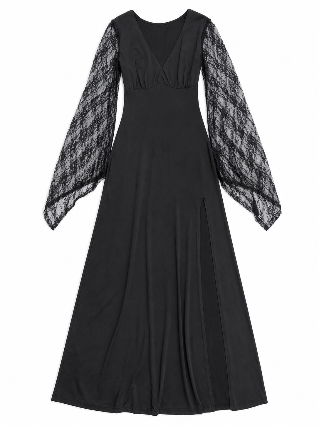 Black Gothic Dress with Lace Sleeves