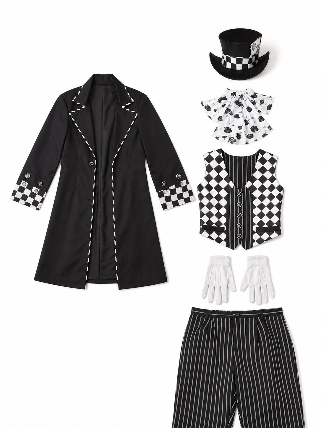 Gothic Magician Costume with Top Hat for Halloween