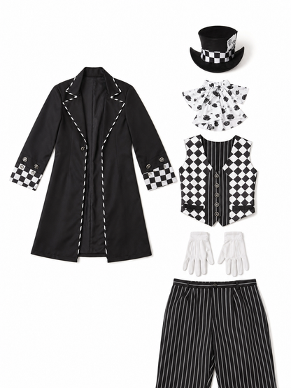 Gothic Magician Costume with Top Hat for Halloween