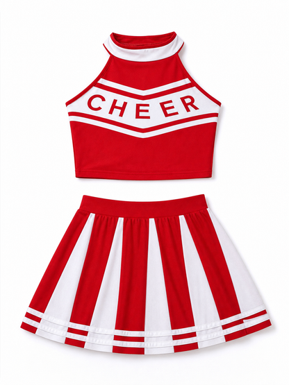 Stage Costume: Red Top and Skirt with White Stripes