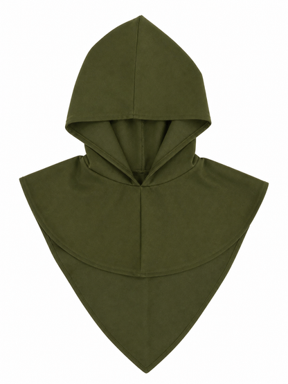 Triangular Hooded Cape, Olive Green
