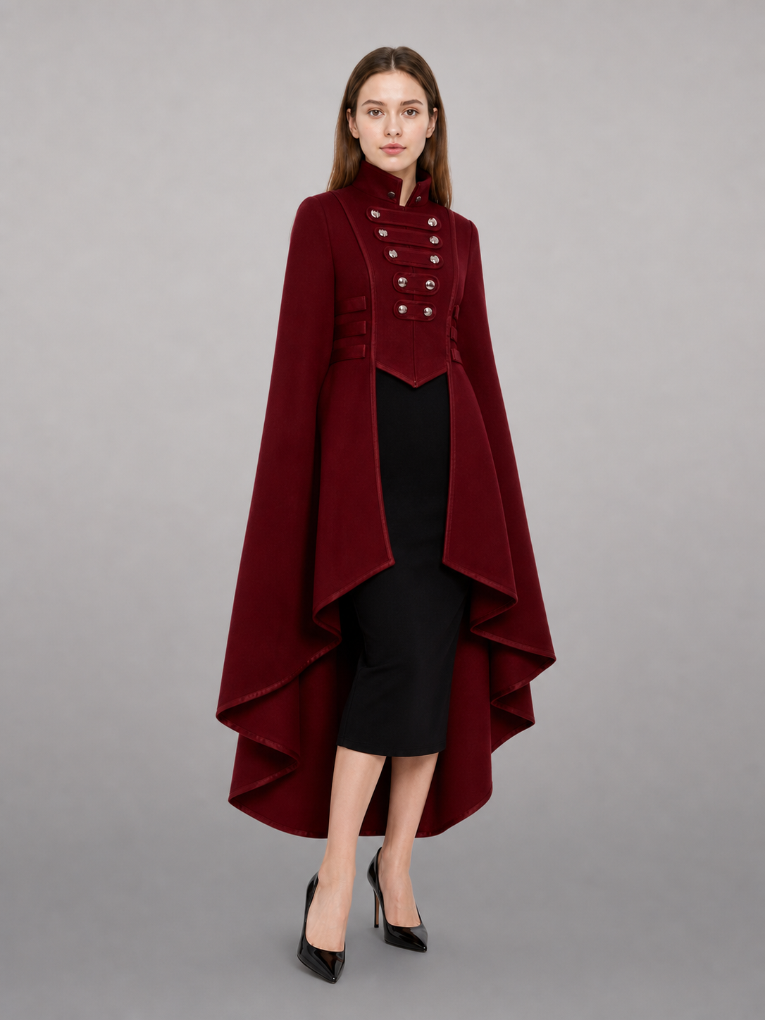 Gothic Burgundy Dress with Black Insert