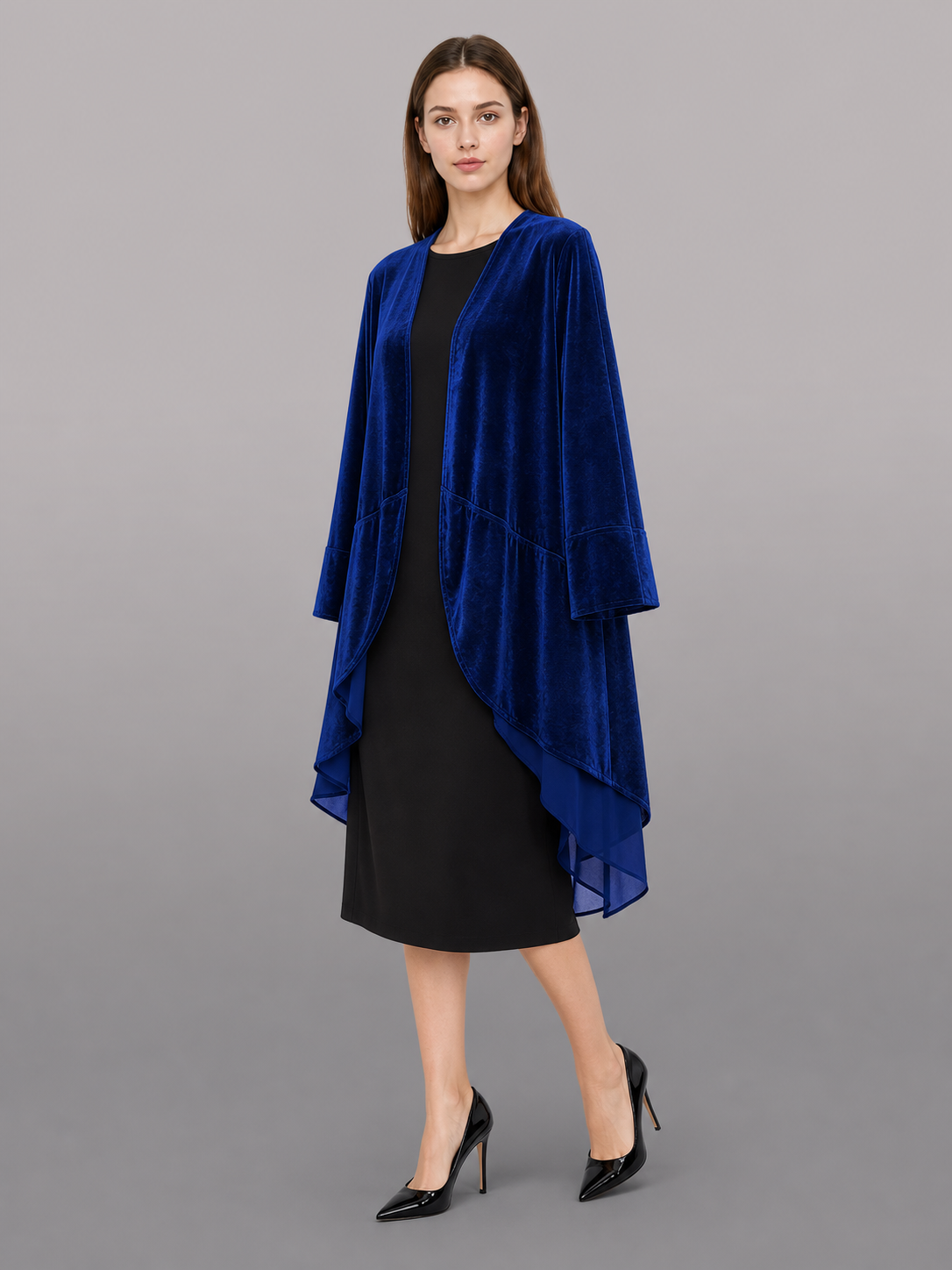 Long dark navy stage cloak