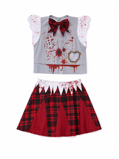 Zombie costume: top, skirt, and bow tie