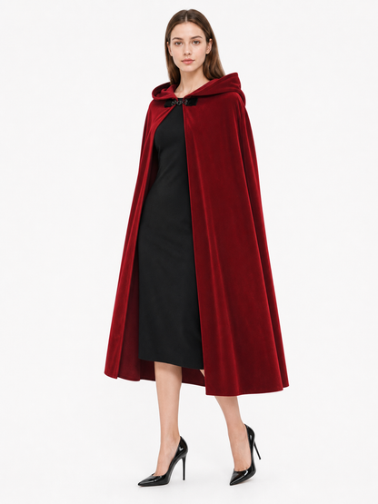 Burgundy Medieval Hooded Costume Cloak