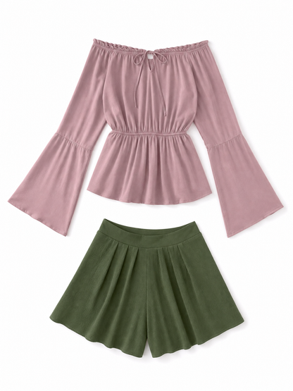 Off-the-Shoulder Blouse with Long Sleeves