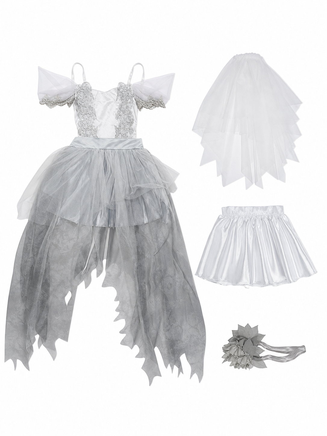 Gothic cosplay dress costume with veil