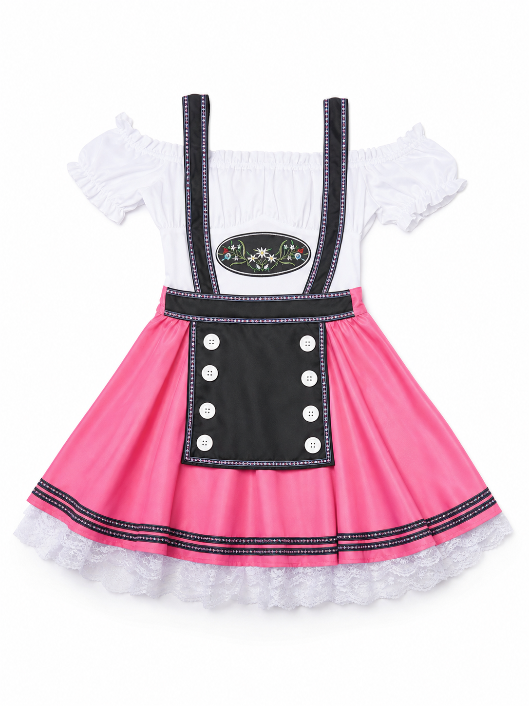 Pink costume dress in dirndl style, M–XXL