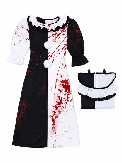 Clown Costume Dress for Halloween with Blood Print