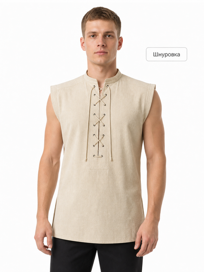 Lace-Up Vest with Stand Collar, Halloween