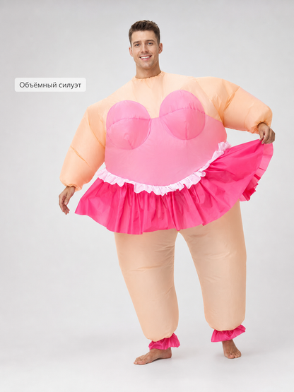 Inflatable ballet-style costume with USB fan