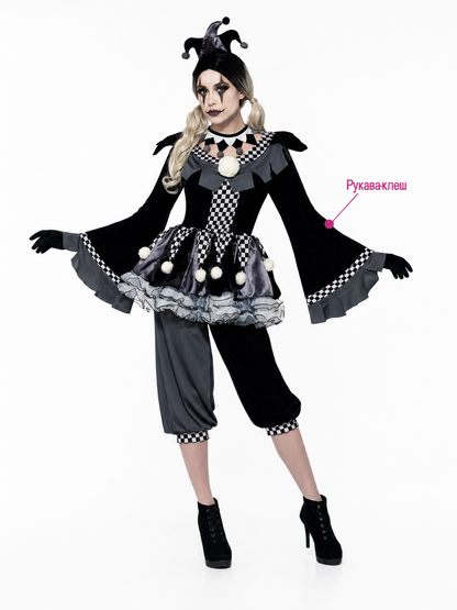 Gothic-Style Clown Costume for Halloween