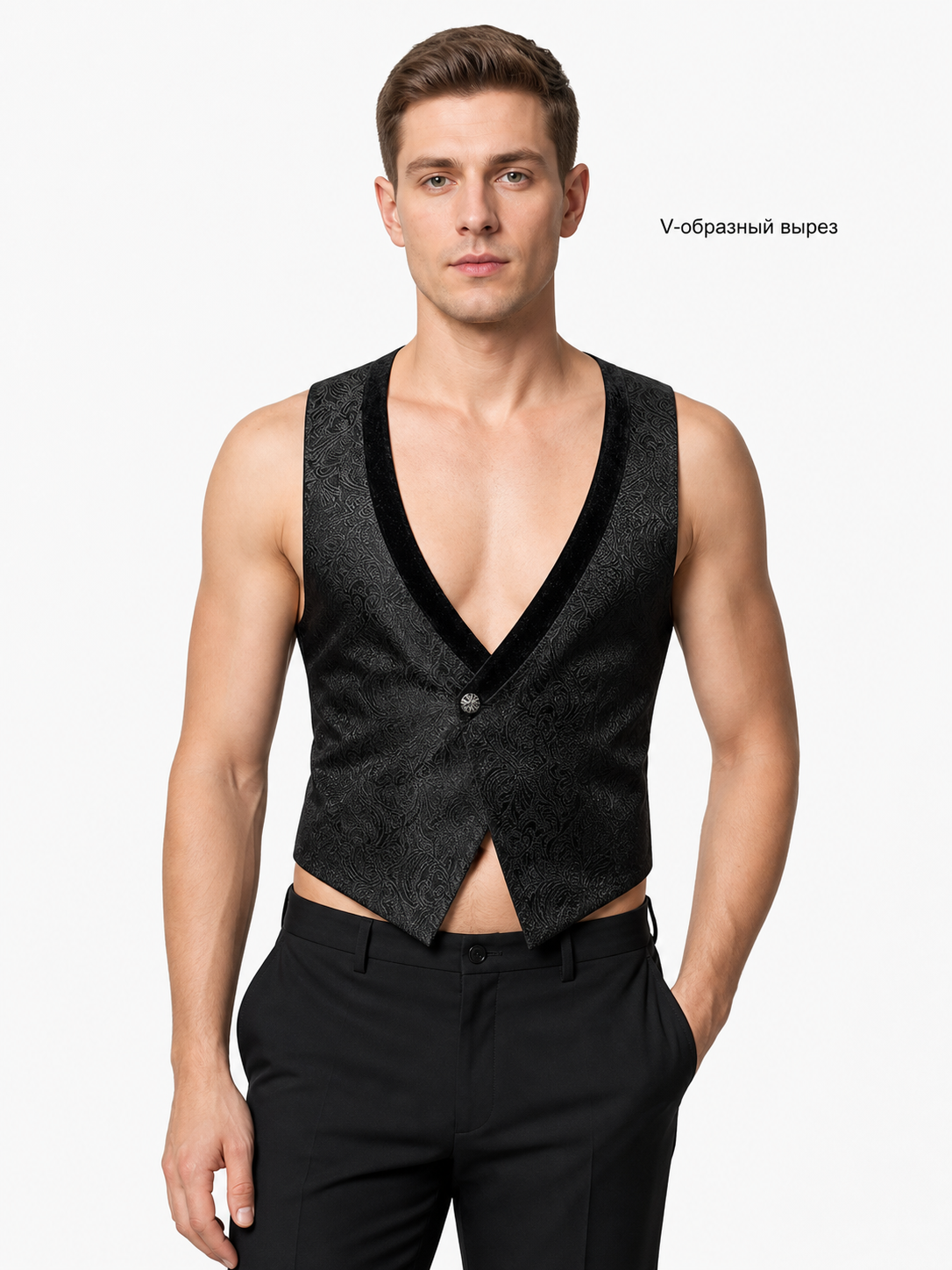 Black Jacquard Vest for Halloween