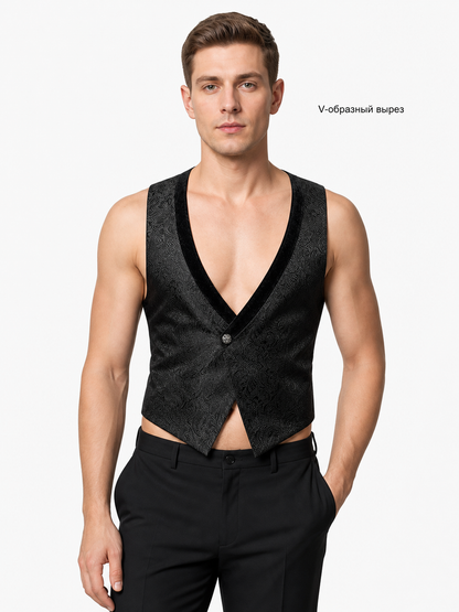 Black Jacquard Vest for Halloween