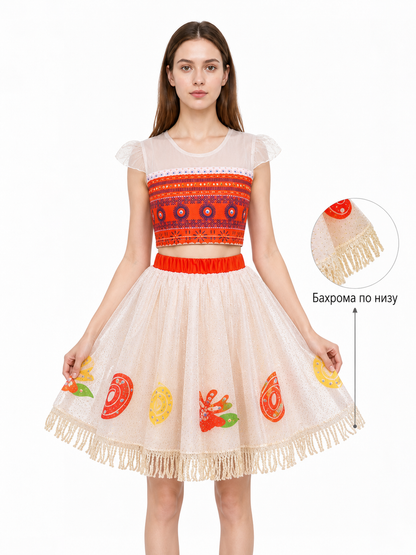 Moana 2 Character Costume Dress with Pattern