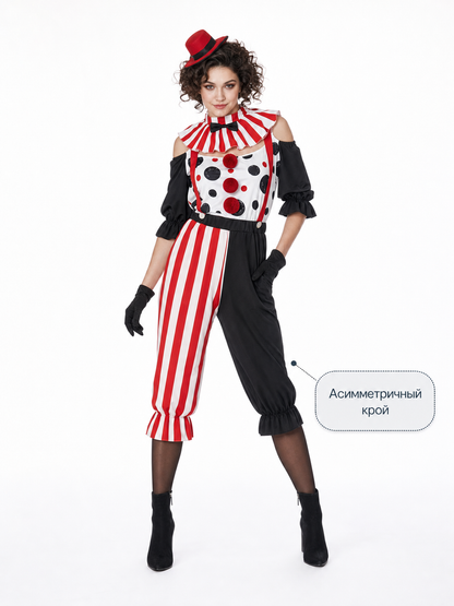Halloween Clown Costume with Collar and Gloves