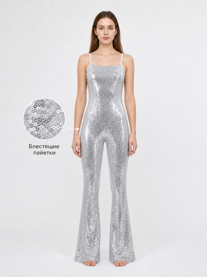 Silver Barbie Sequin Stage Jumpsuit