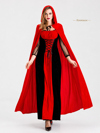 Little Red Riding Hood Costume with Hooded Cape and Dress