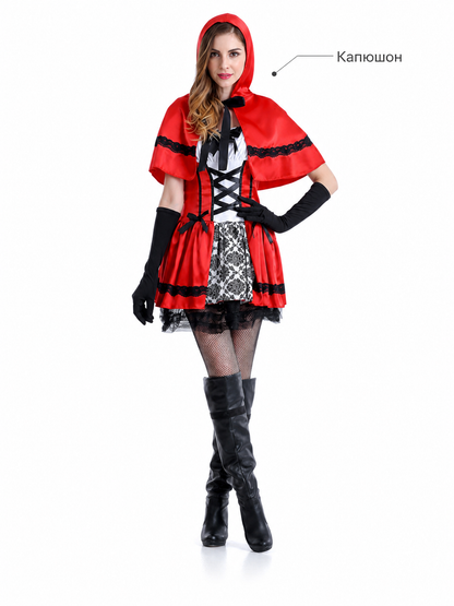Little Red Riding Hood Costume with Hood and Gloves
