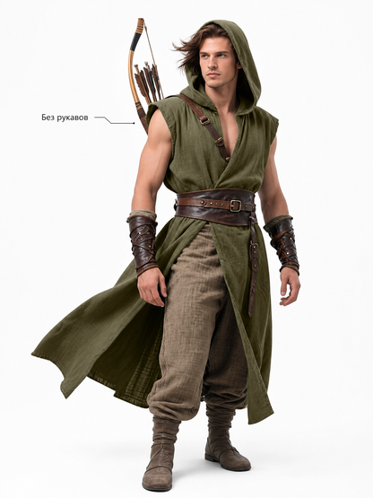 Medieval Cosplay Hooded Tunic with Belt