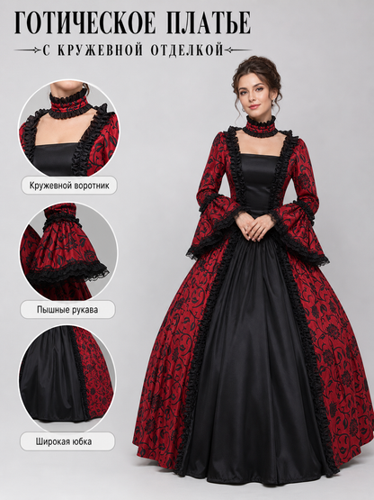 Victorian-Style Gothic Dress with Ruffles