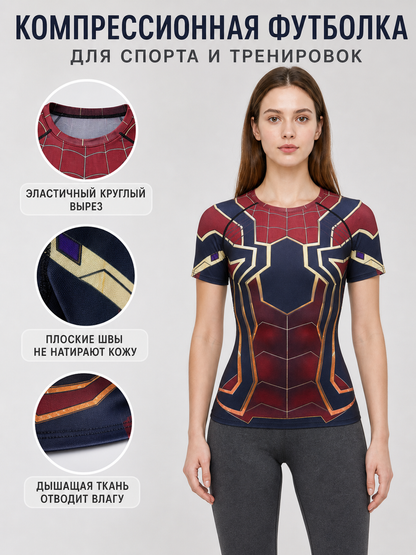 Short-sleeve superhero print cosplay T-shirt