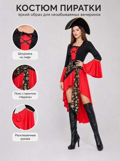 Red pirate costume for Halloween and cosplay