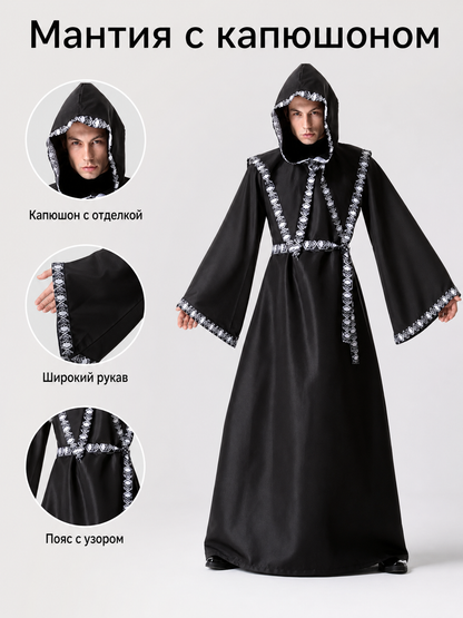 Gothic Hooded Robe with Belt